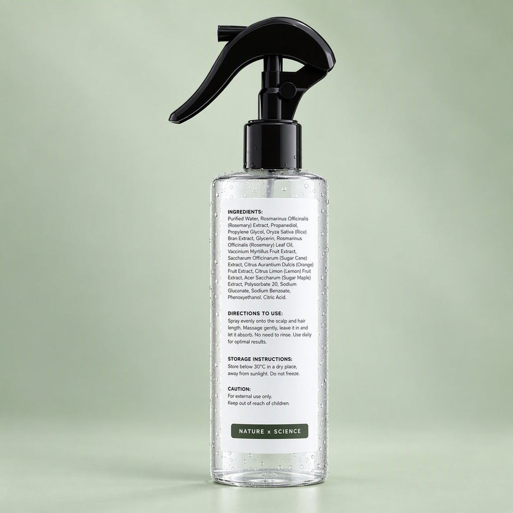 Rosemary & Rice Water Hair Spray ingredients label