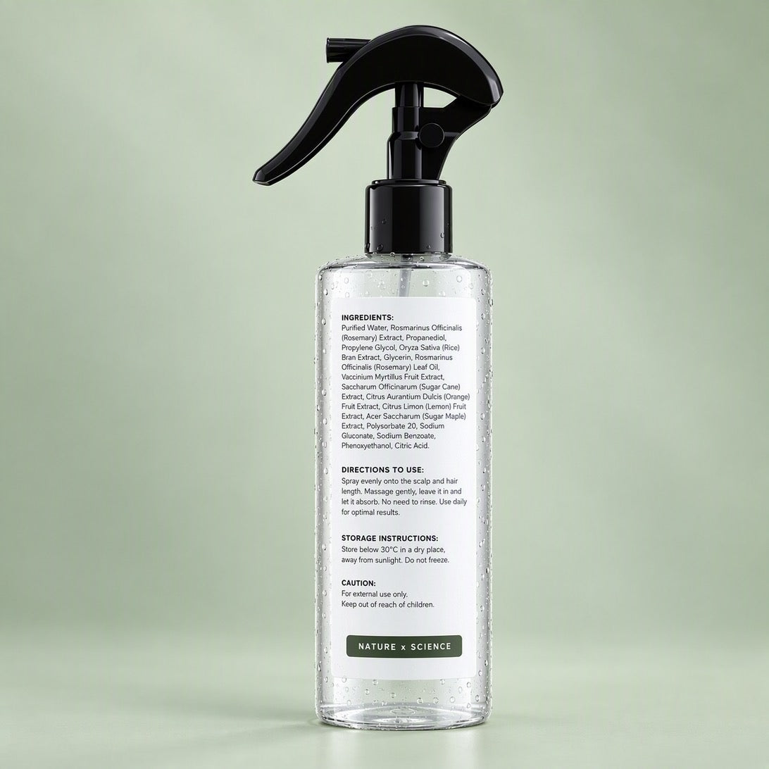 Rosemary & Rice Water Hair Spray ingredients label