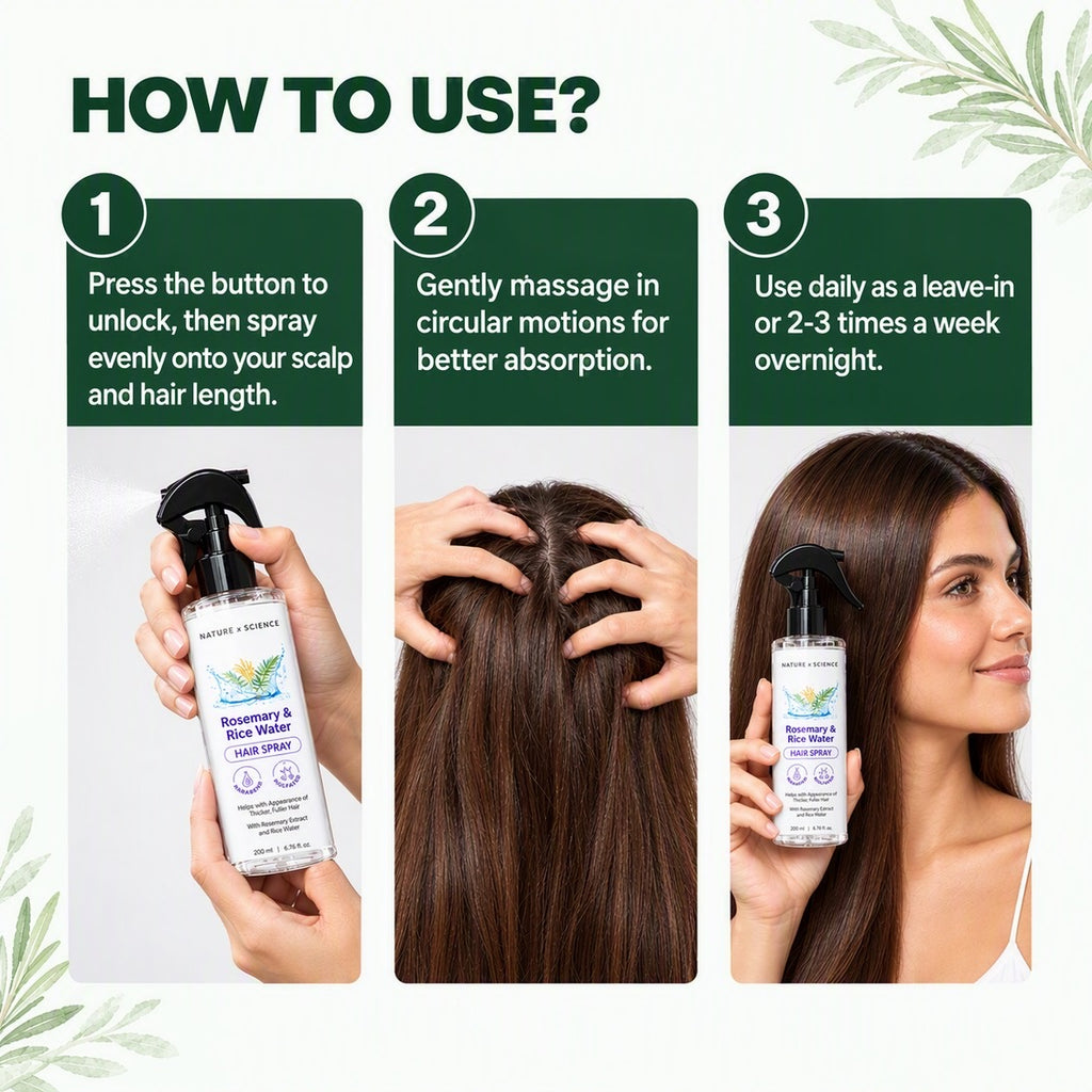 How to use: unlock and spray, massage, use daily
