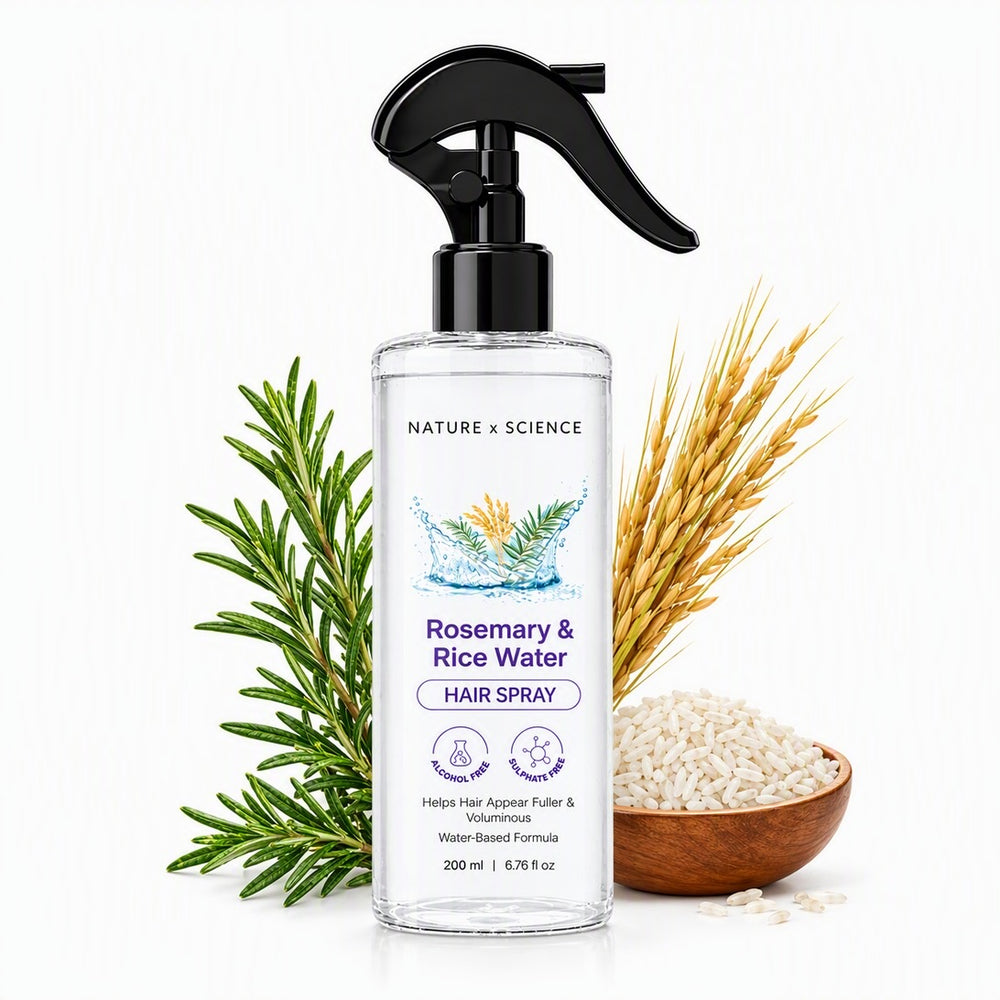 Rosemary & Rice Water Hair Spray with fresh rosemary and rice