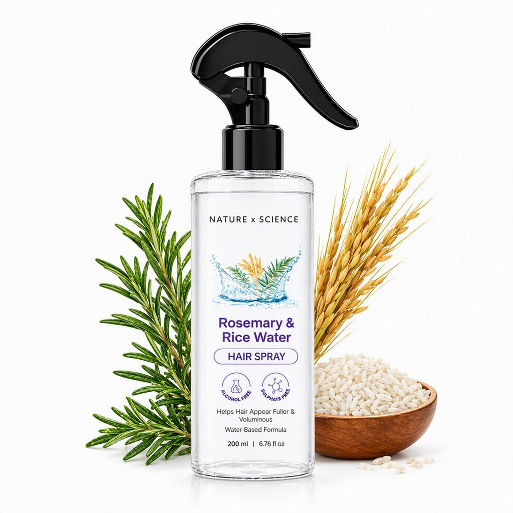 Rosemary & Rice Water Hair Spray with fresh rosemary and rice